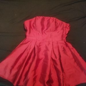 Dark red fit and flair cocktail dress